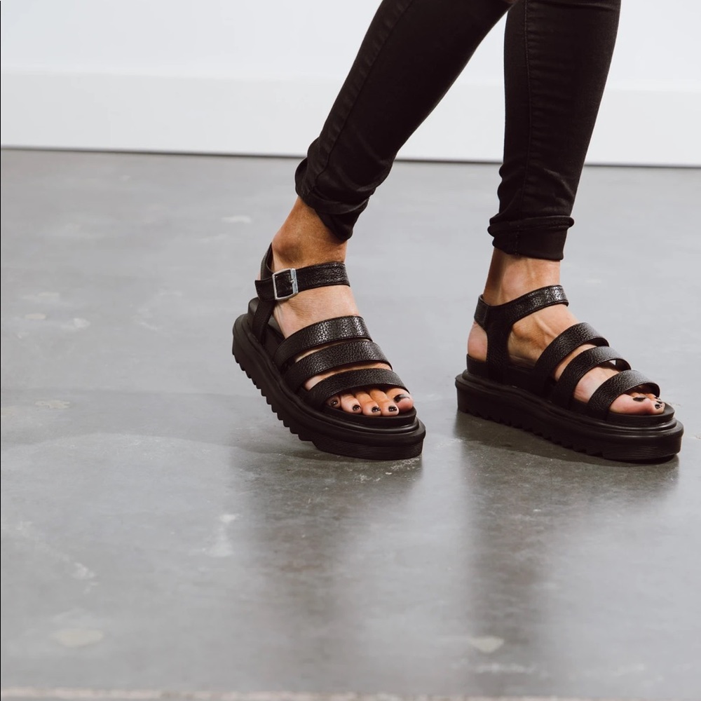 Shop Stevie knock off black doc martin sandals. 8